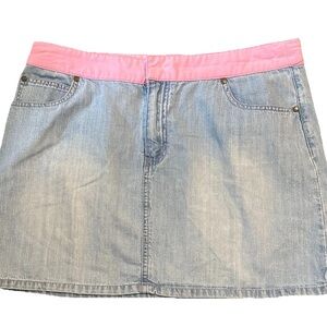 Route 66 Retro Y2K Indie Kawaii Soft Girl Jean Skirt with Pink Trim-12